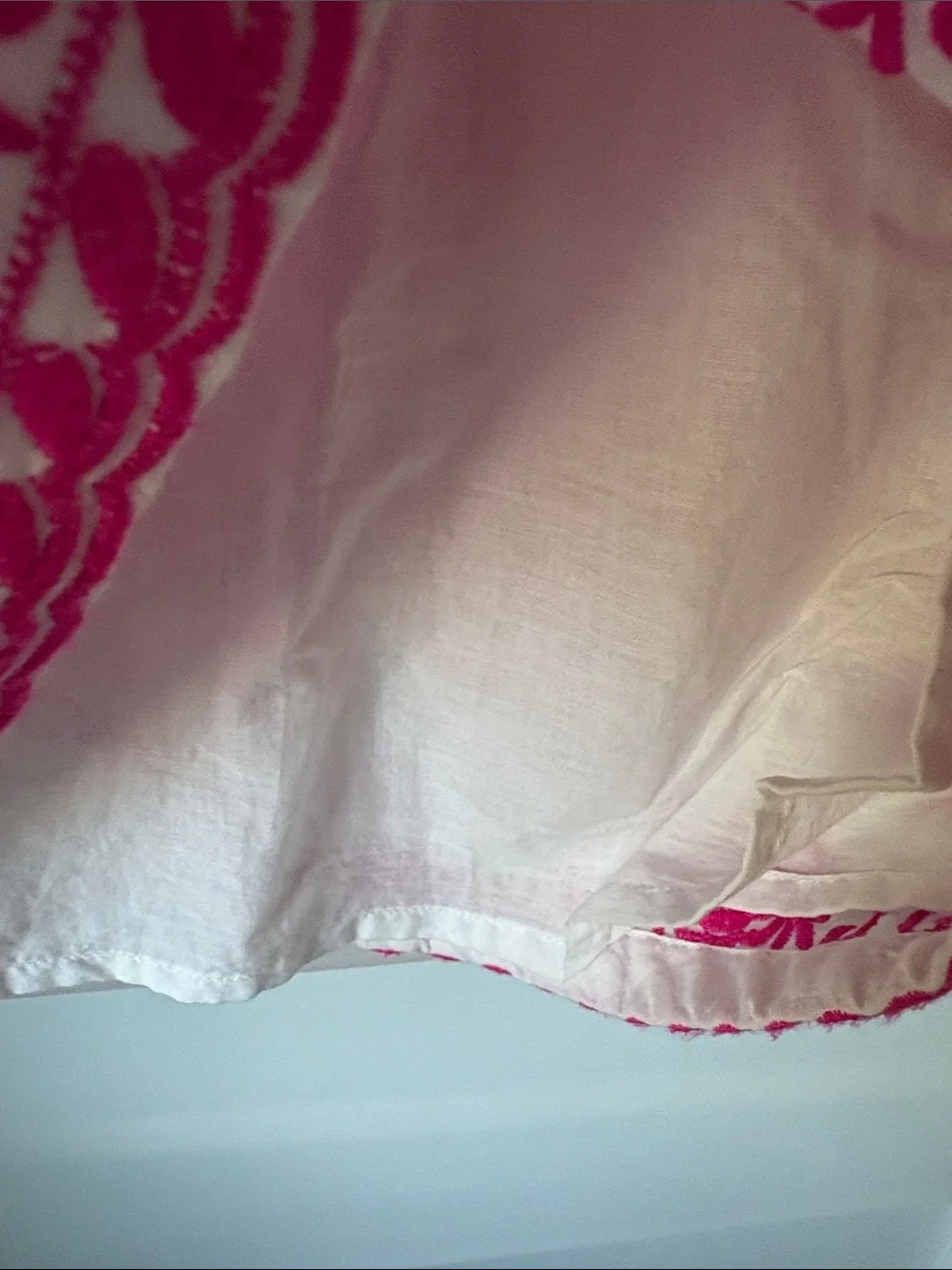 NIBI White Dress with Pink Embroidery - Women's Shift Dress- XS